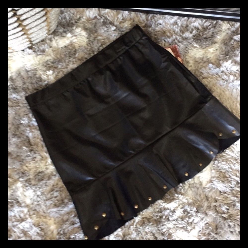 Twisted Angels Faux Leather Skirt